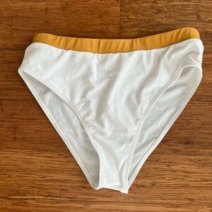 Solid & Striped White and Mustard Bikini Bottom